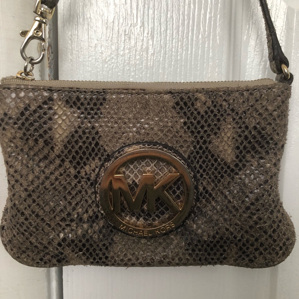 Authentic Michael Kors python wristlet